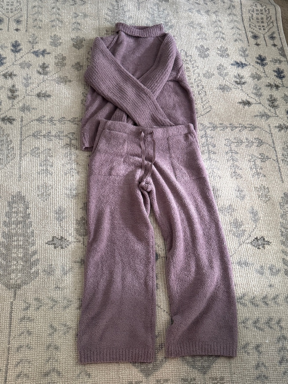 Relaxed Wide-Leg Knit Lounge Set - Dusty Mauve